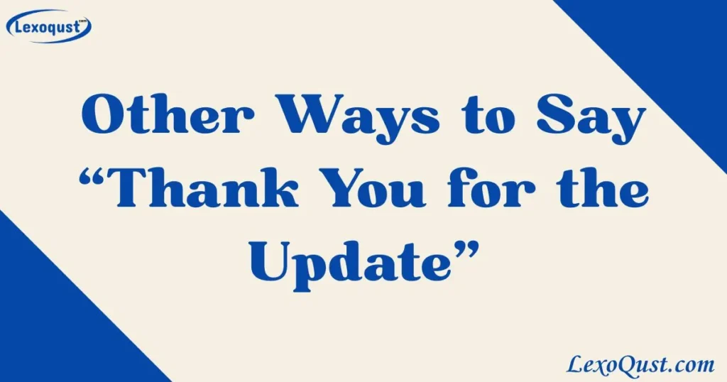 thank you for the update